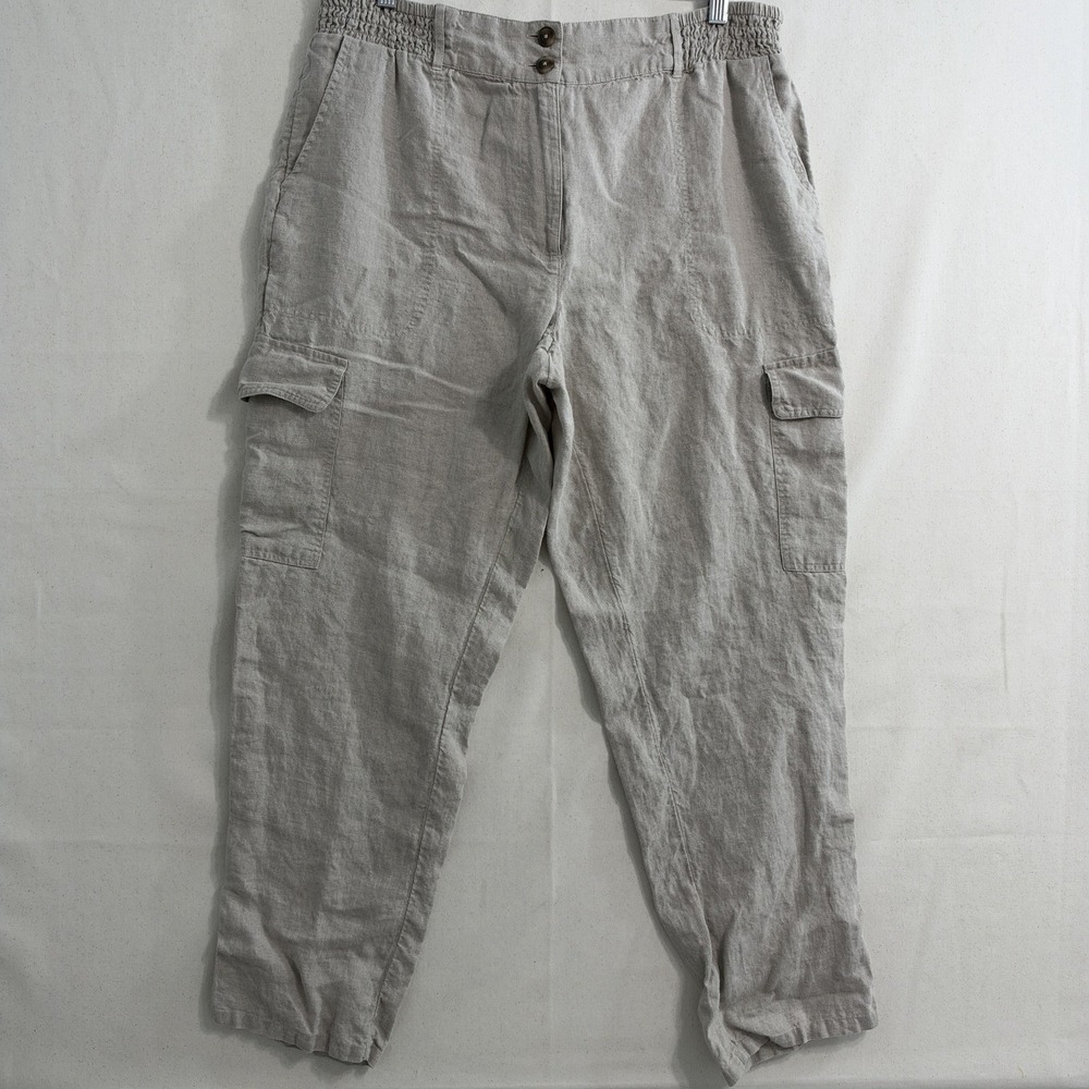 Charter Club Luxury Linen Cargo Pants Womens Large Beige